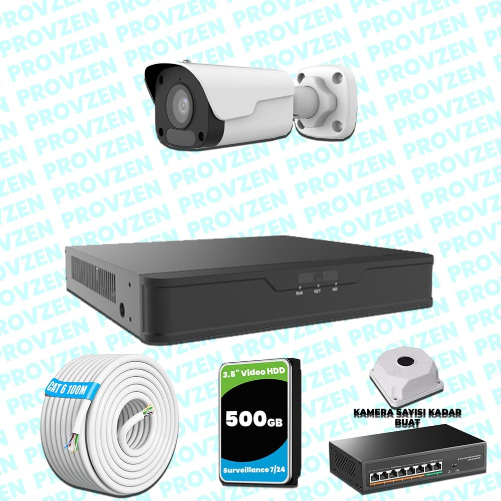 Provzen UNV 1 Kameralı IP Full HD Güvenlik Kamerası Seti