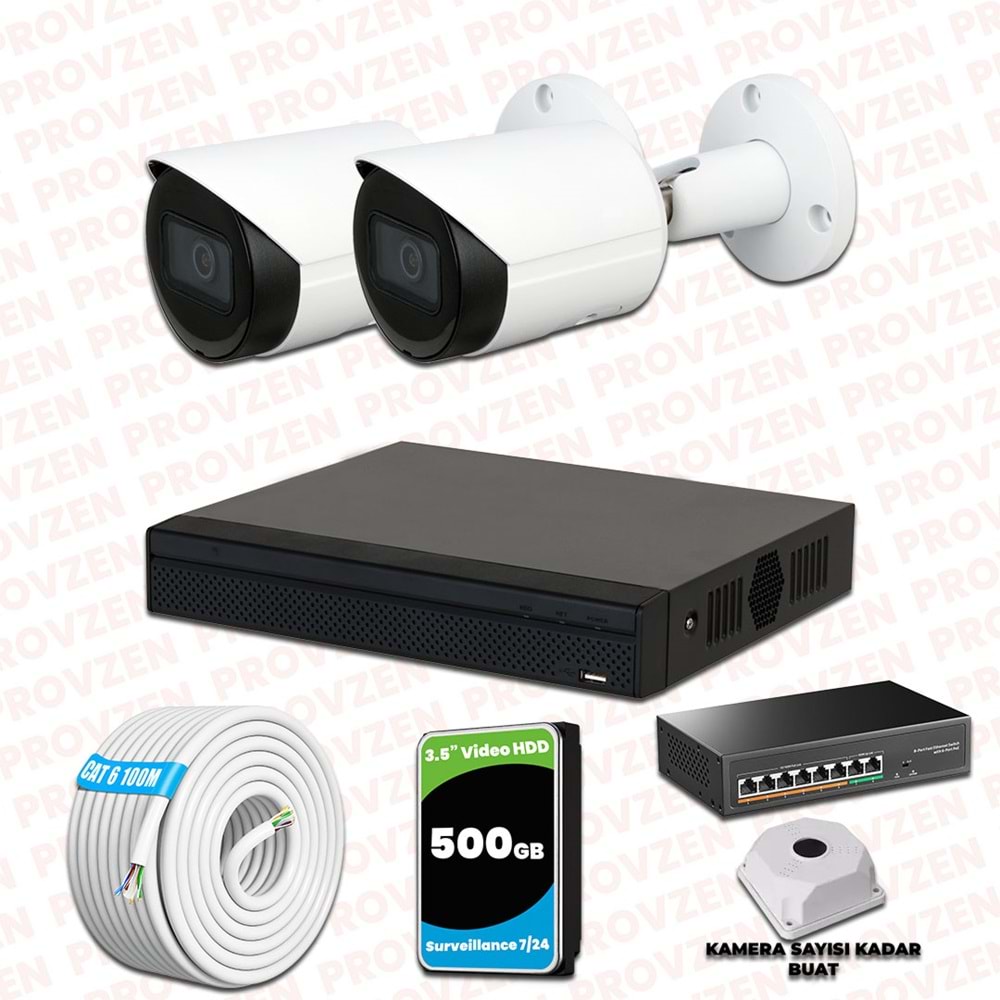 Provzen Dahua 2 Kameralı IP 1080P Gece Görüşlü Güvenlik Kamerası