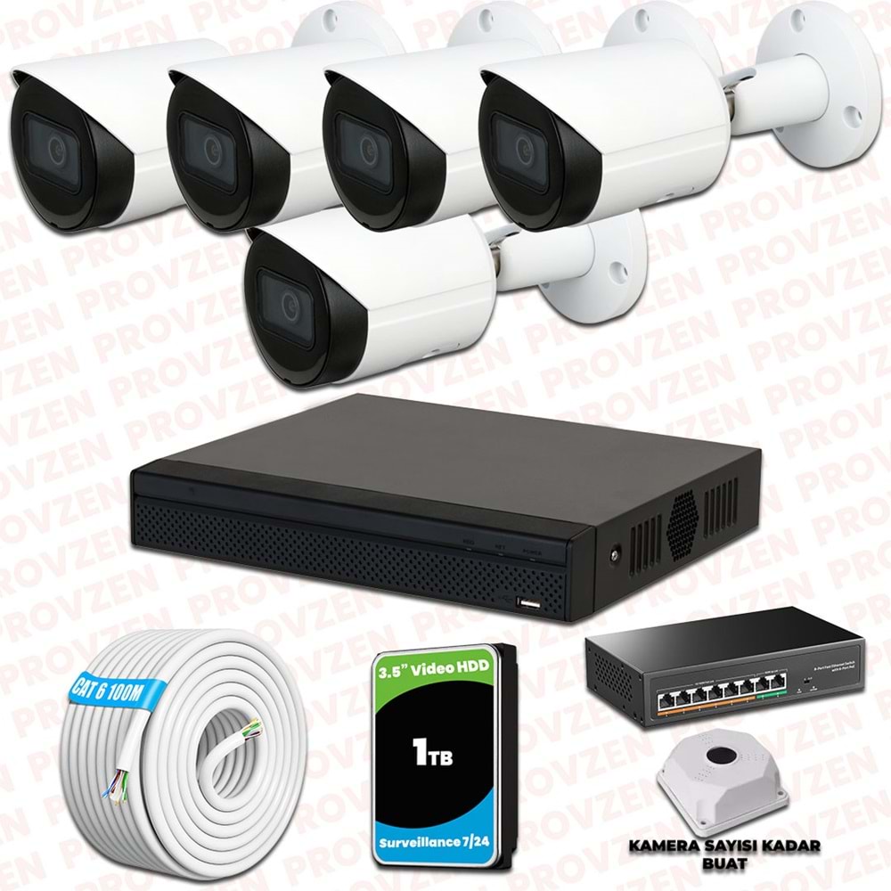 Provzen Dahua 5 Kameralı IP 1080P Gece Görüşlü Güvenlik Kamerası