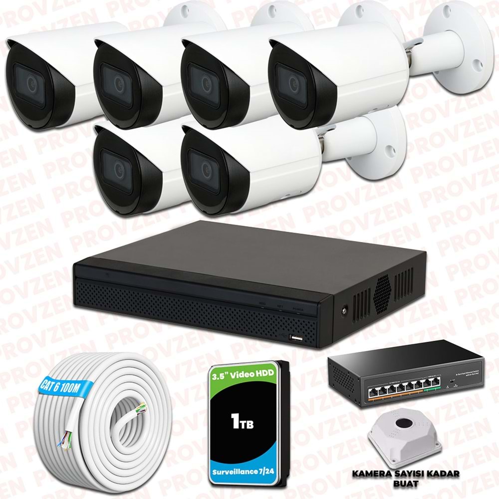 Provzen Dahua 6 Kameralı IP 1080P Gece Görüşlü Güvenlik Kamerası