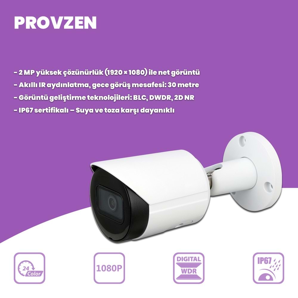 Provzen Dahua 6 Kameralı IP 1080P Gece Görüşlü Güvenlik Kamerası
