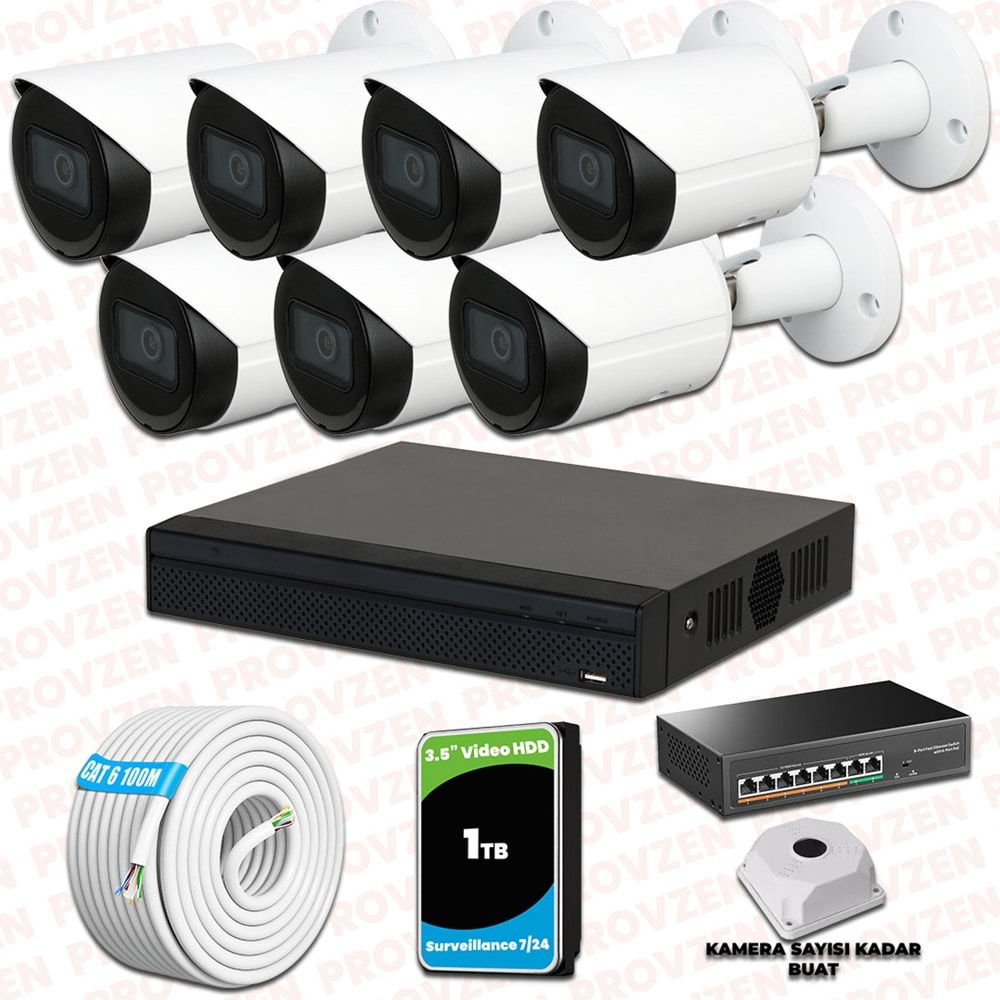 Provzen Dahua 7 Kameralı IP 1080P Gece Görüşlü Güvenlik Kamerası