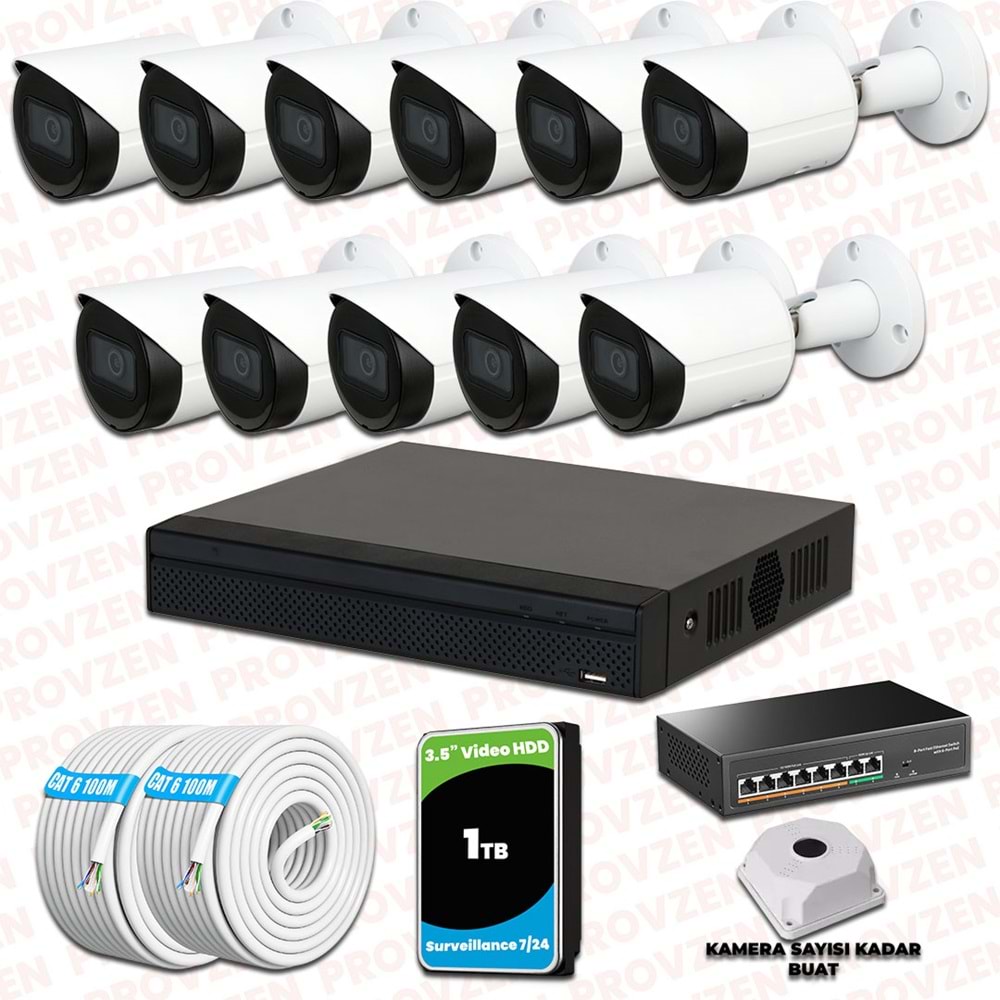 Provzen Dahua 11 Kameralı IP 1080P Gece Görüşlü Güvenlik Kamerası
