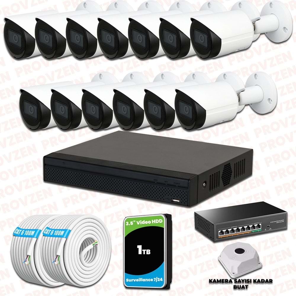 Provzen Dahua 13 Kameralı IP 1080P Gece Görüşlü Güvenlik Kamerası