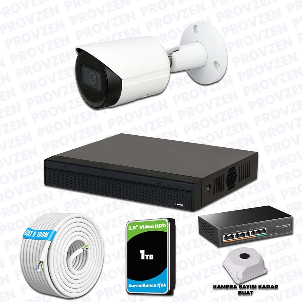 Provzen Dahua 1 IP Kameralı 1440P Gece Görüşlü Güvenlik Kamerası Seti