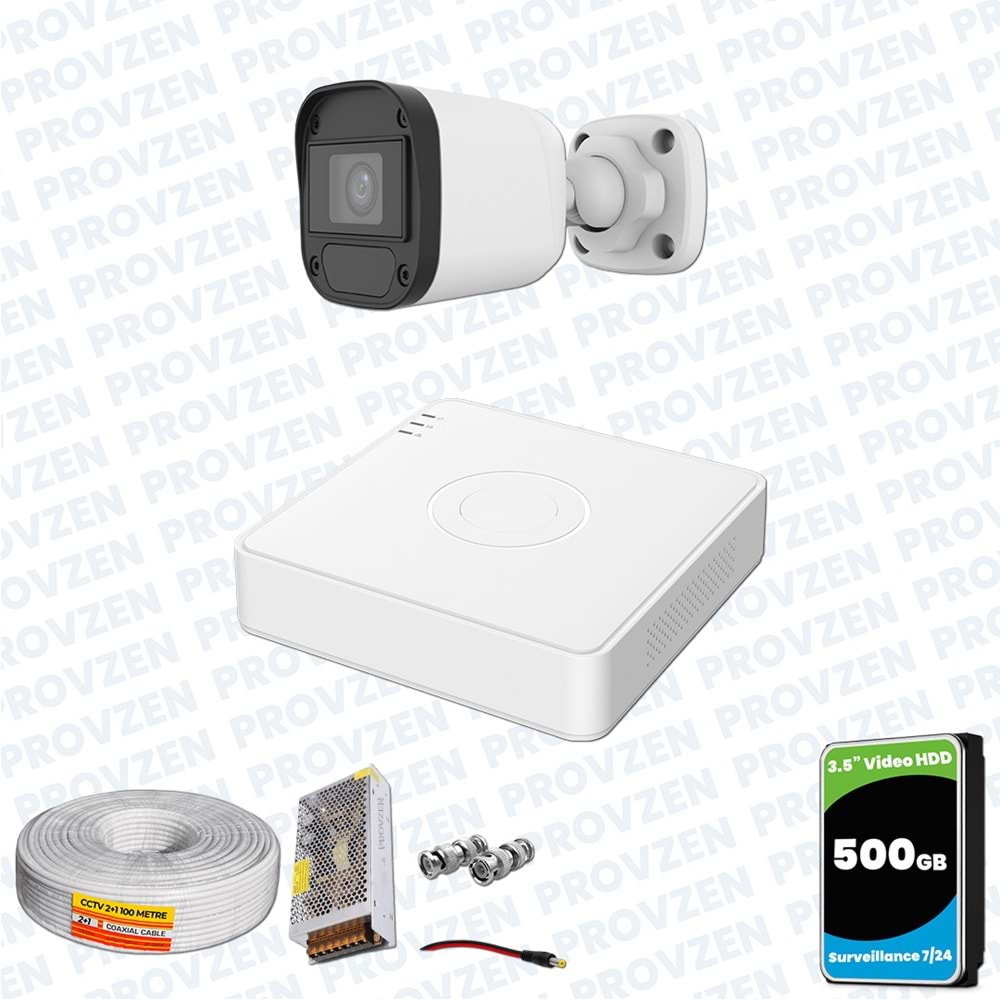 Provzen Hikvision Unv 1'li Full HD Güvenlik Kamerası Set Gece Görüş, Mikrofon, Olay Anında Bildirim
