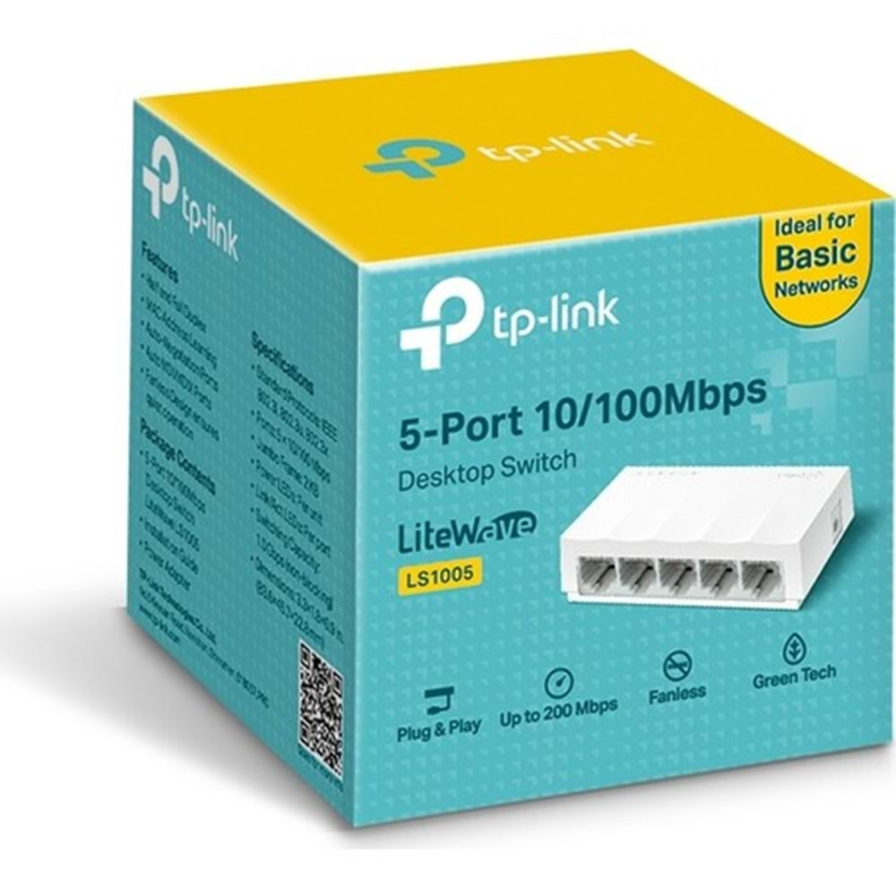 TP-LINK LS1005 5 PORT 10/100 YONETILEMEZ SWITCH HUB