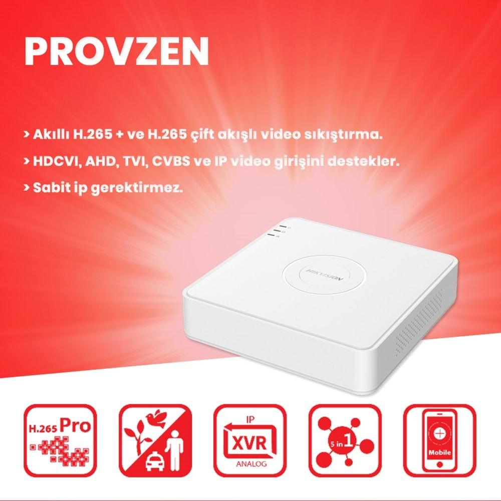 PROVZEN HİKVİSİON 7 KAMERALI COLORVU HİBRİT GÜVENLİK KAMERASI