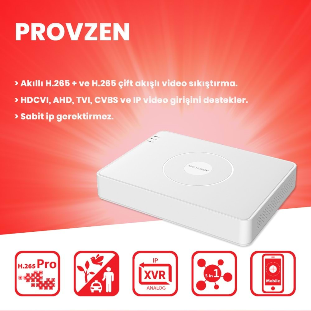 PROVZEN HİKVİSİON 10 KAMERALI COLORVU HİBRİT GÜVENLİK KAMERASI