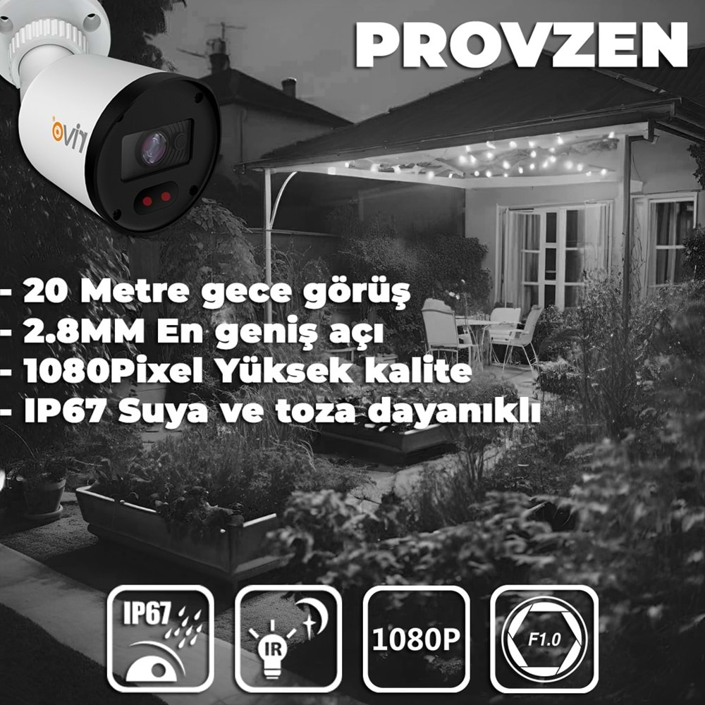 PROVZEN RİVO 10 KAMERALI GÜVENLİK KAMERASI GENİŞ AÇI GECE GÖRÜŞ