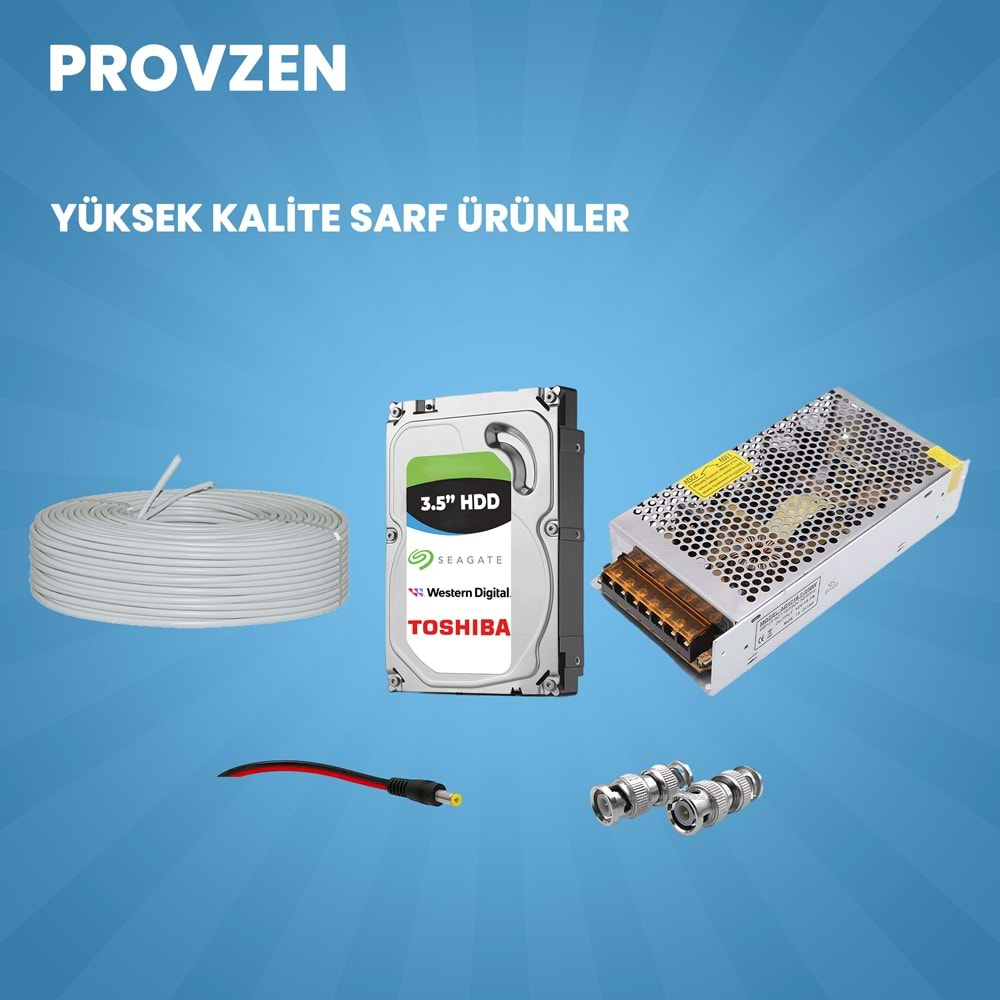 PROVZEN RİVO 10 KAMERALI GÜVENLİK KAMERASI GENİŞ AÇI GECE GÖRÜŞ