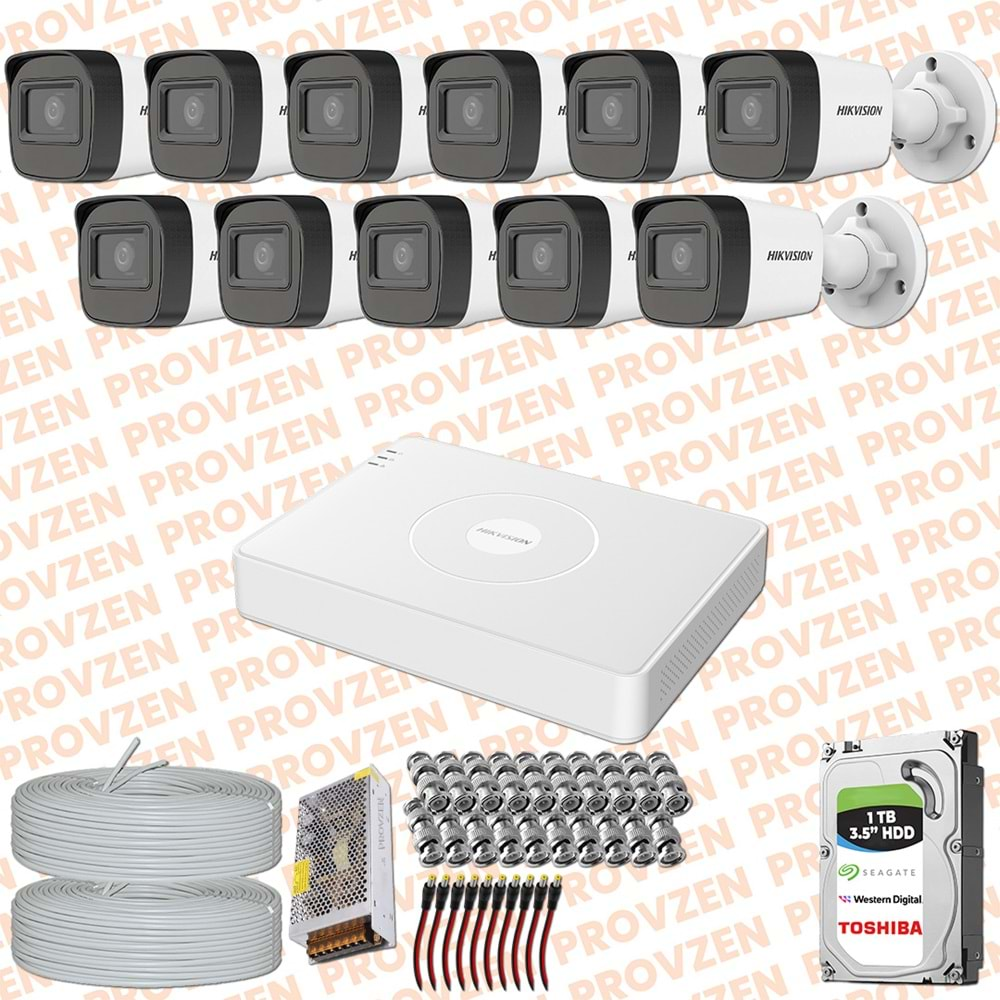 PROVZEN HİKVİSİON 11 KAMERA FULLHD GÜVENLİK KAMERASI SET 1TB HDD