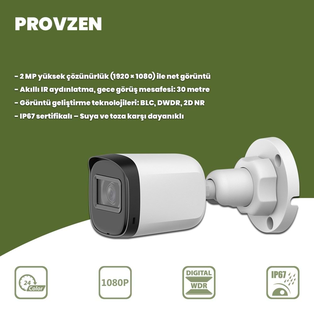 Provzen Rivo Dahua 10 Kameralı Full HD Güvenlik Kamerası 1tb hdd