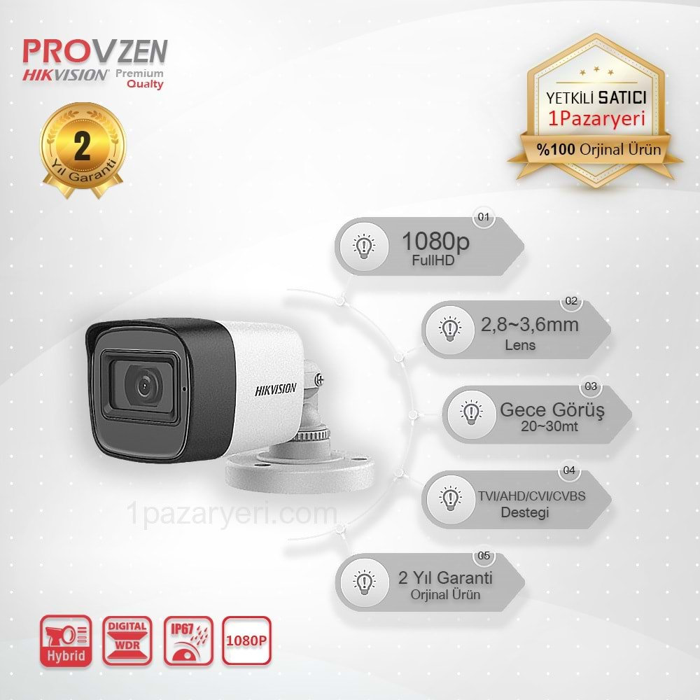 PROVZEN PREMİUM HİKVİSİON 4 KAMERALI GÜVENLİK KAMERA SETİ 500GB