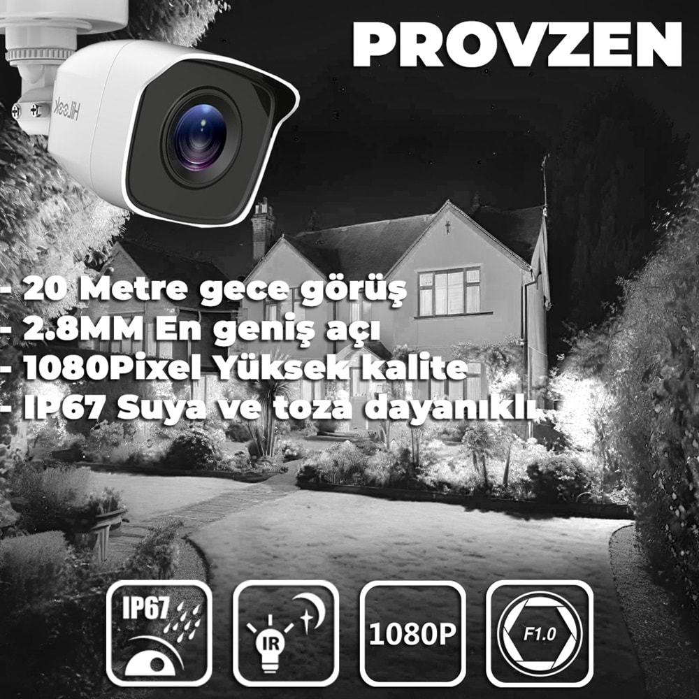 PROVZEN RV HİLOOK GÜVENLİK KAMERASI SETİ 1 KAMERA GENİŞ AÇI