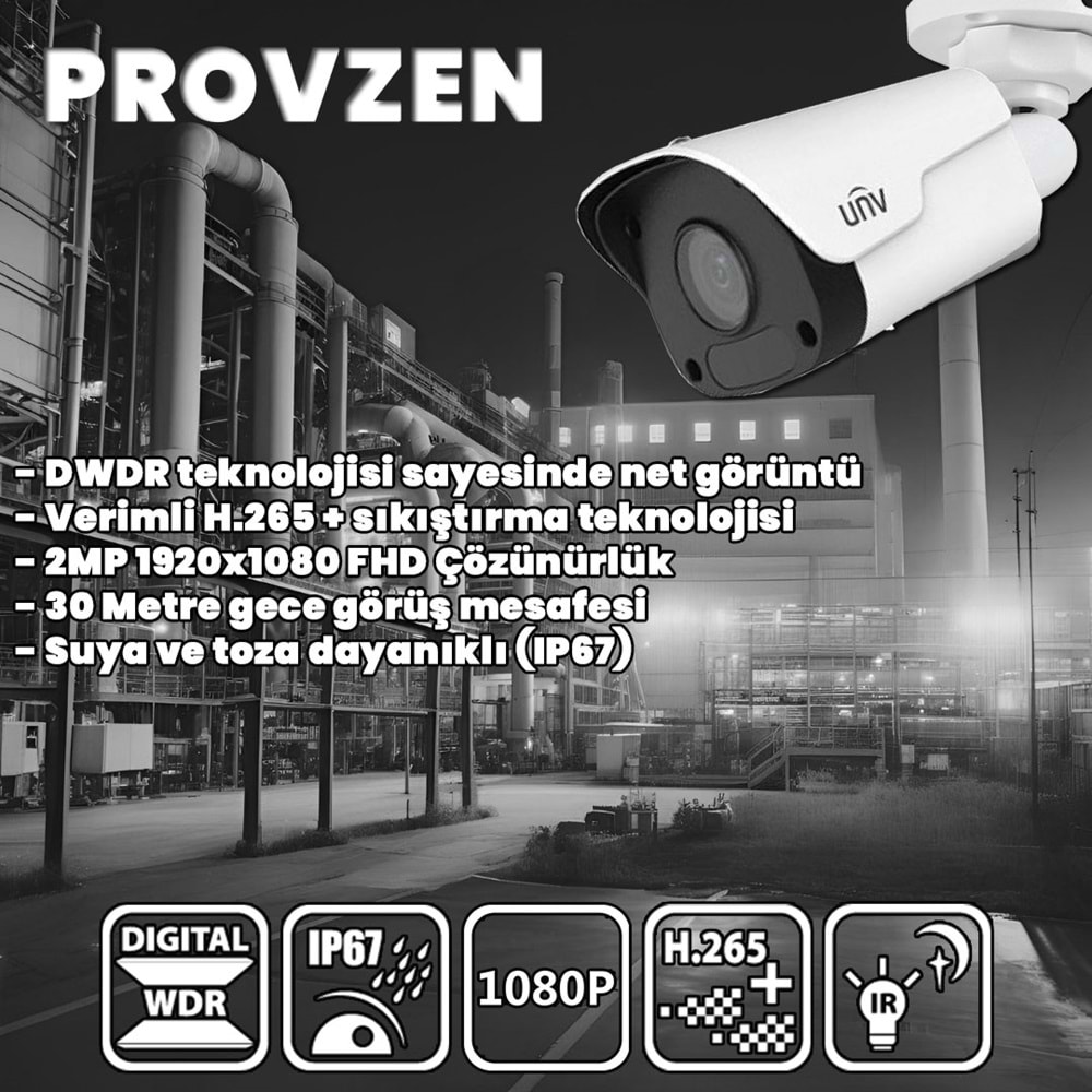 Provzen Unv İp Güvenlik Kamerası Seti 4 Kamera Fullhd İp Set