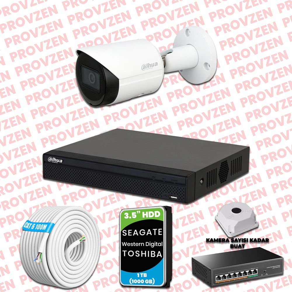 PROVZEN DAHUA 1 KAMERALI İP KAMERA SETİ 1440P GECE GÖRÜŞLÜ