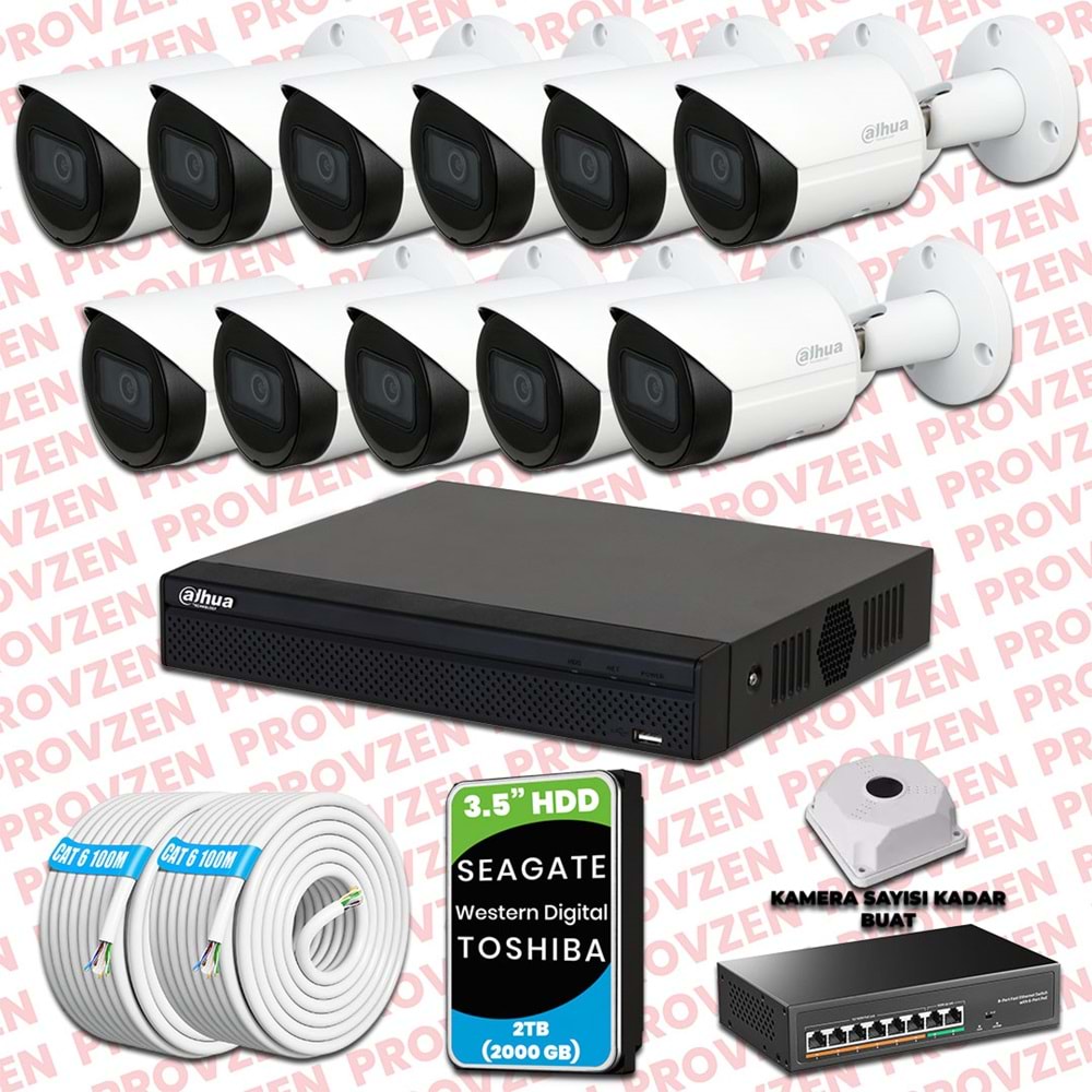 PROVZEN DAHUA 11 KAMERALI İP KAMERA SETİ 1440P GECE GÖRÜŞLÜ