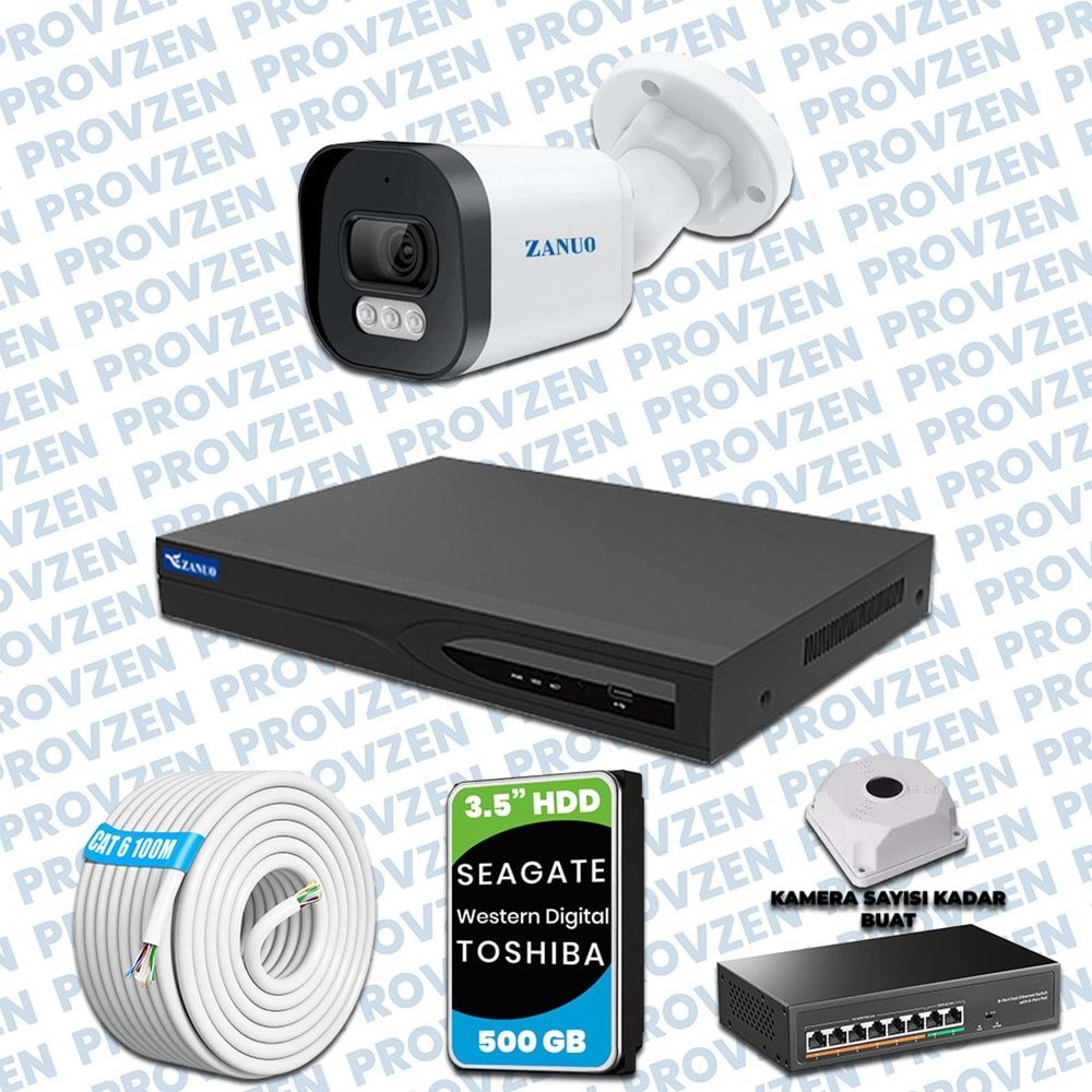 PROVZEN ZANUO 1 KAMERALI İP KAMERA SETİ 1080P MİKROFONLU