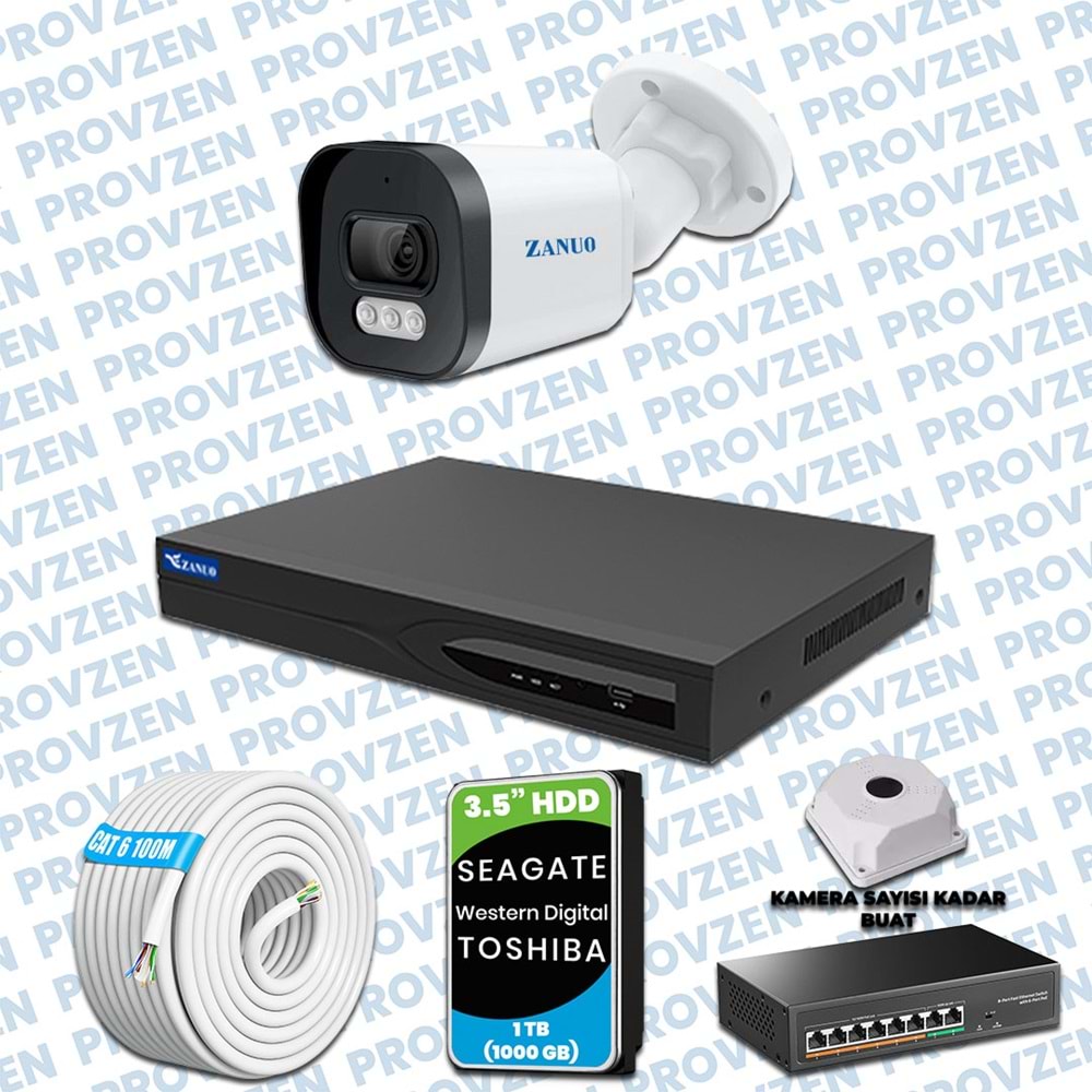 PROVZEN ZANUO 1 KAMERALI İP KAMERA SETİ 1440P MİKROFONLU