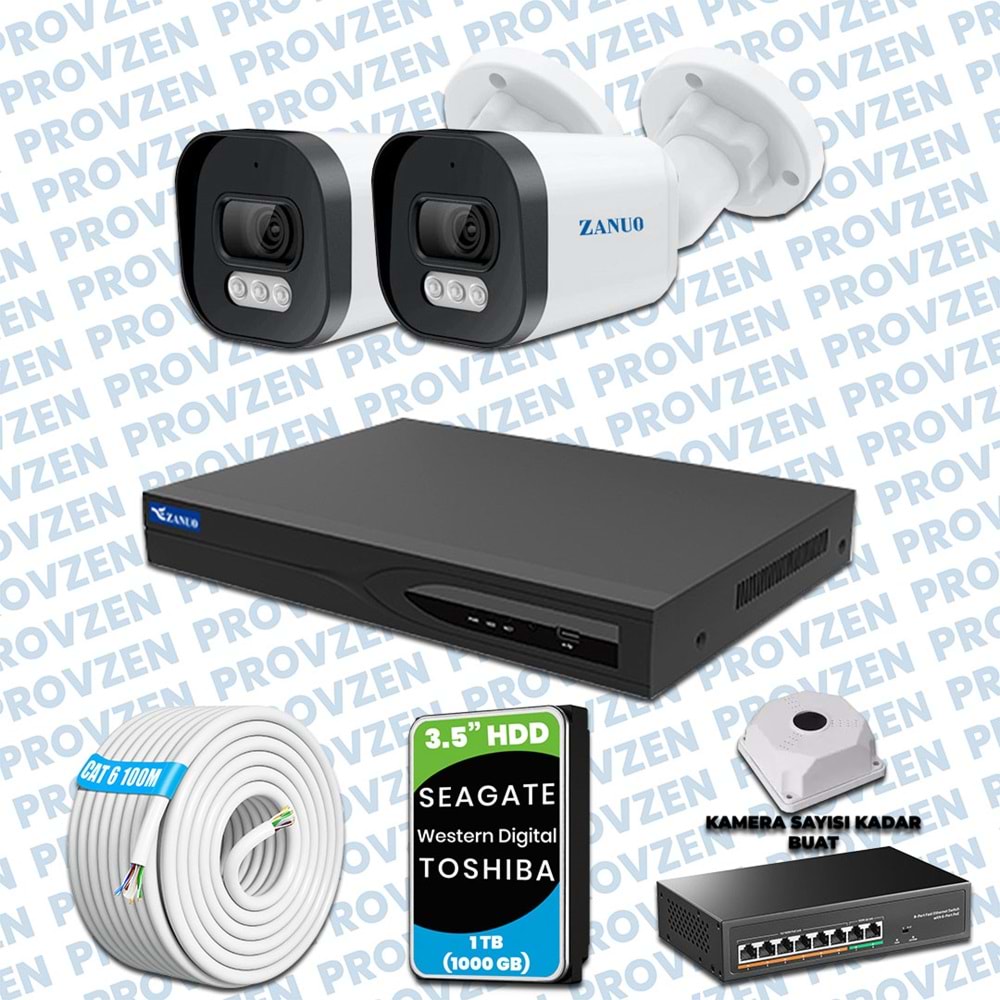 PROVZEN ZANUO 2 KAMERALI İP KAMERA SETİ 1440P MİKROFONLU