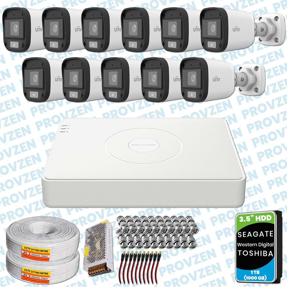 PROVZEN UNV 11 KAMERALI 7/24 RENKLİ GÜVENLİK KAMERASI MİKROFONLU