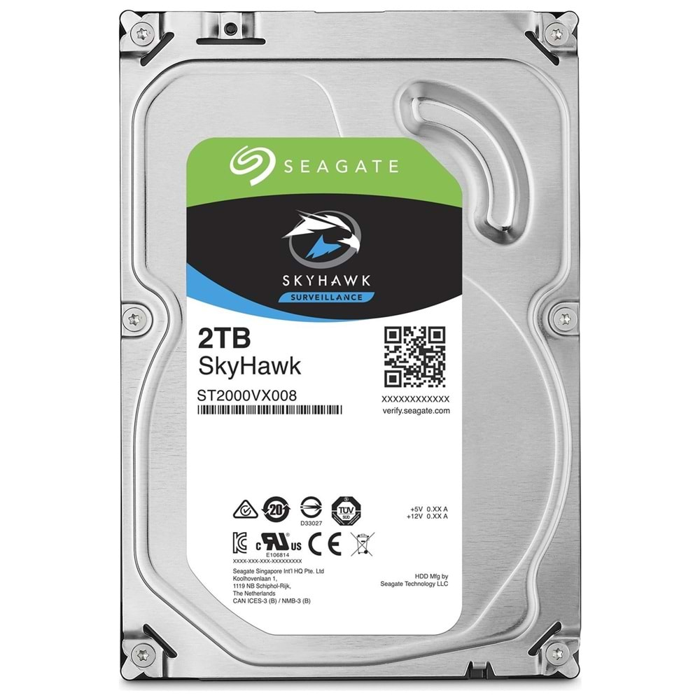 2 TB SEAGATE SKYHAWK ST2000VX008 5900 rpm SATA3 64MB 7x24 HARDDİSK 2TB/HDD 724