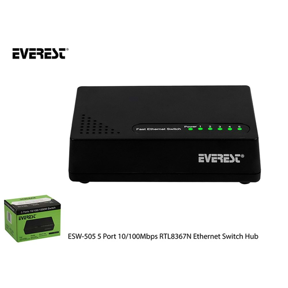 EVEREST ESW-505 5 Port 10/100/1000Mbps RTL8367N Gigabit Ethernet Switch Hub