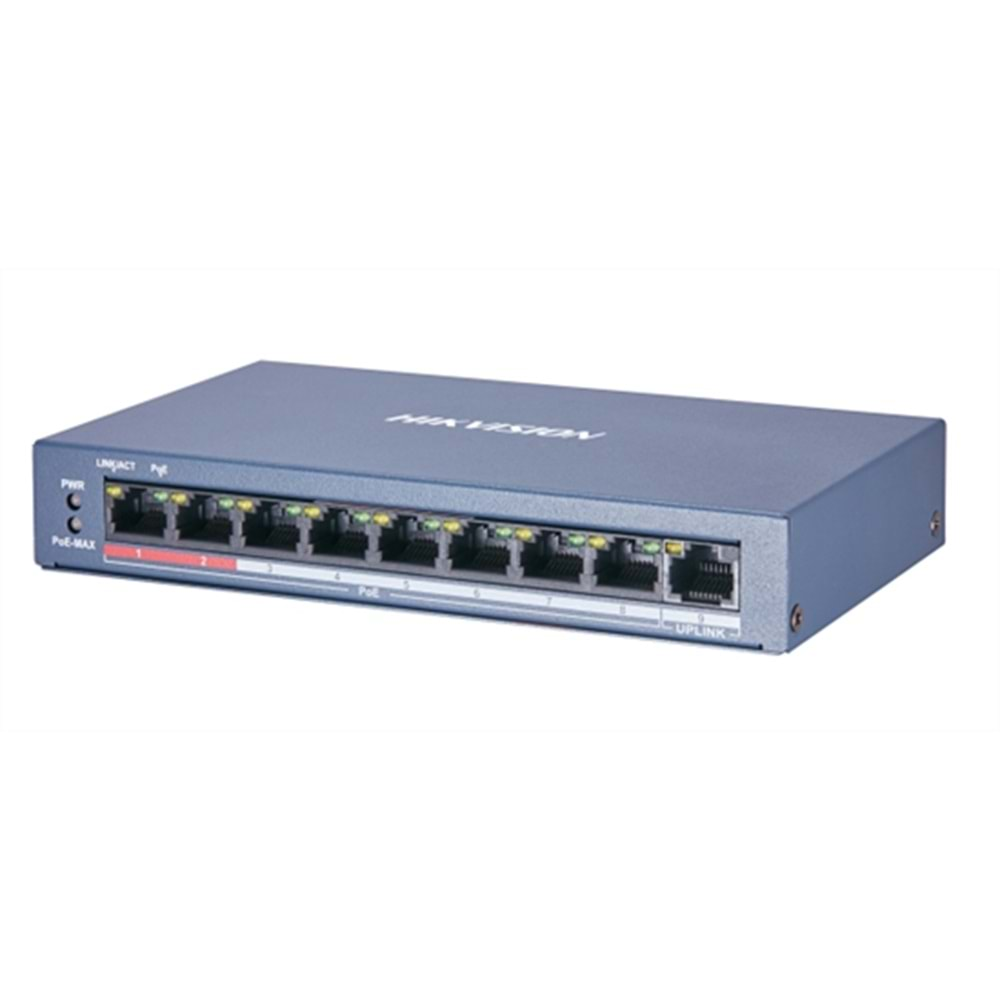 HIKVISION 9 Port Yönetilemez PoE Switch (123W) (DS-3E0109P-E)