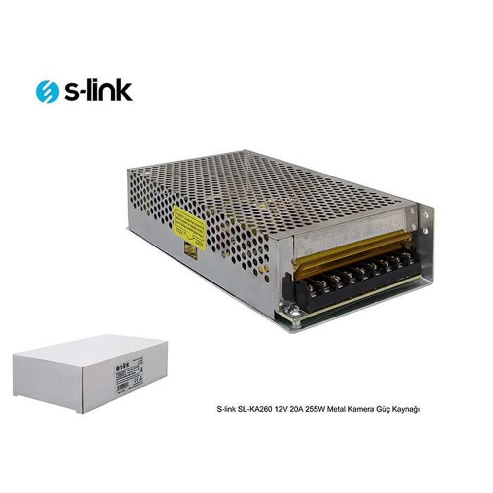 S-LİNK SL-KA260 12V 20A 255W METAL KAMERA GÜÇ KAYNAĞI