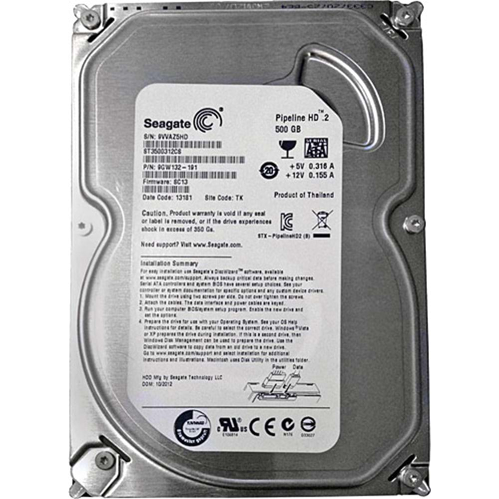 500 GB SEAGATE ST3500312CS PİPELİNE HD 8TB/HDD 7/24