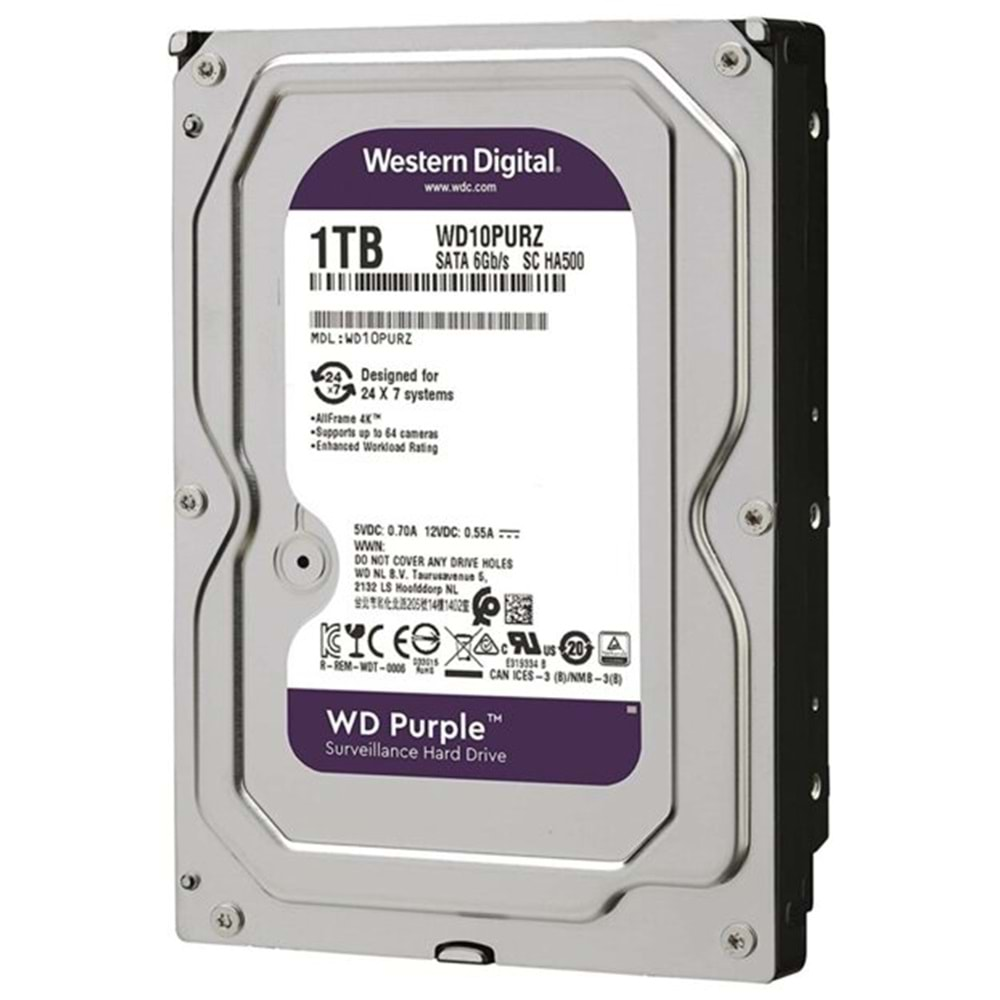 WESTERNDİJİTAL WD10PURZ PURPLE 7X24 3.5 inç 1TB 1TB/HDD 7/24