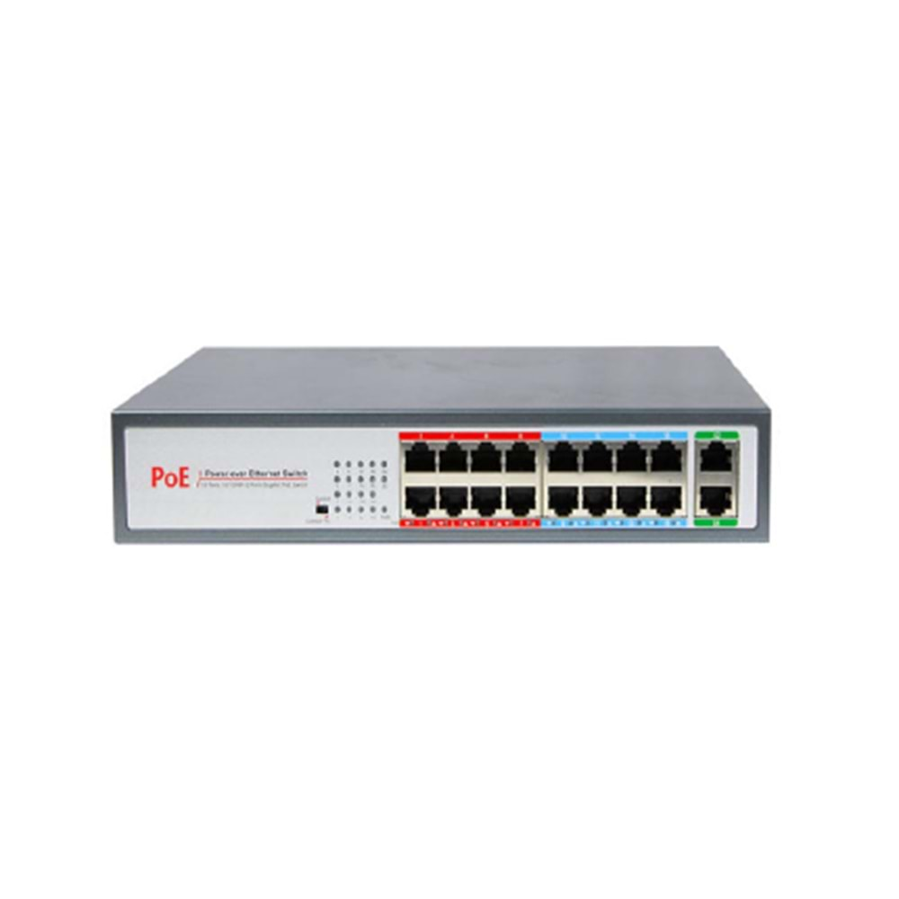 16PORT SWP-POE31016PL POE +2SFP 250W SWİTCH GİGABİT