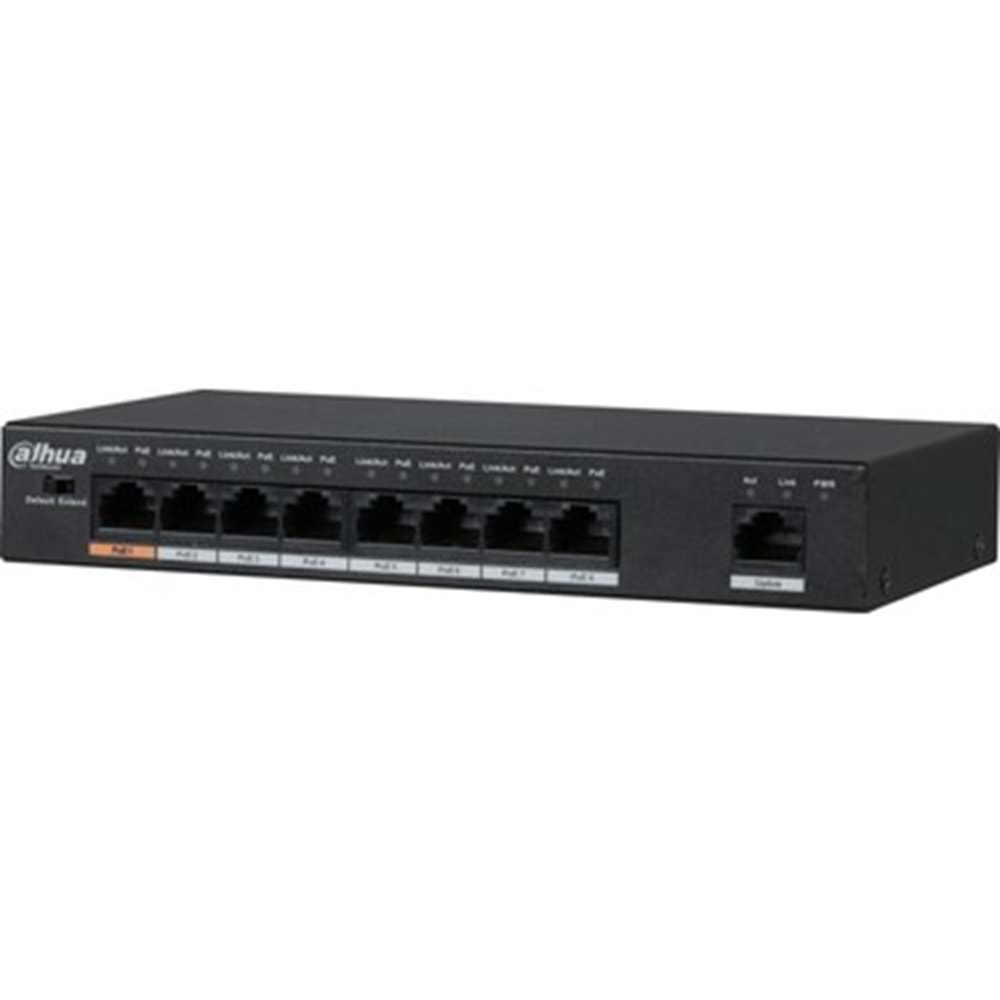 DAHUA PFS3009-8ET-96 8 Kanal PoE Switch - 250 metre uzaklığa PoE iletimi ( 8FE PoE +1 FE )