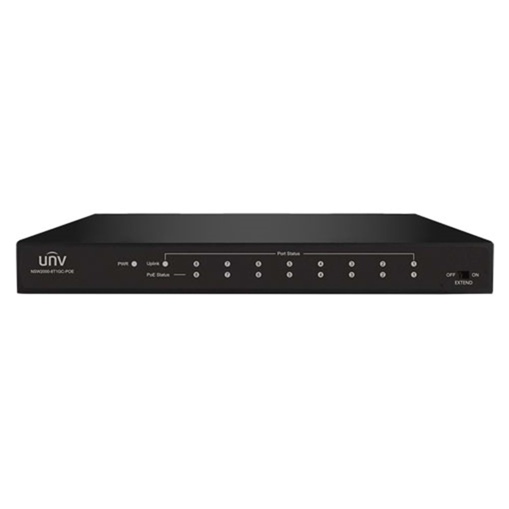 UNIVIEW NSW2000-8T1GC-POE 8 KANAL 8 PoE SWİTCH 250MT PoE MESAFESİ