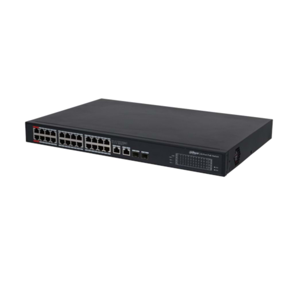 DAHUA PFS3228-24GT-360 24 PORT POE SWİTCH (24GE POE + 2GE UPLİNK + 2GE SFP KOMBO , TOPLAM 360W POE)