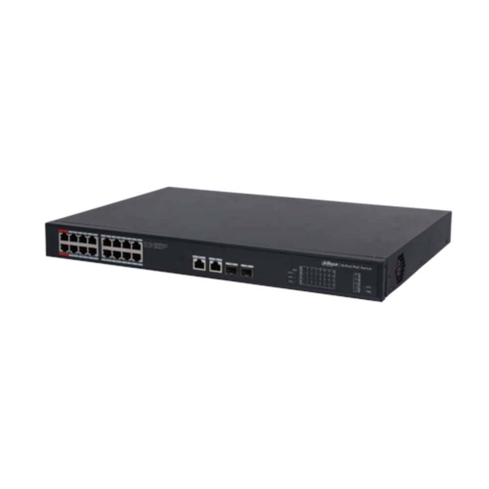 DAHUA PFS3220-16GT-240 16 PORT POE SWİTCH (16GE POE + 2GE UPLİNK + 2GE SFP KOMBO , TOPLAM 240W POE)