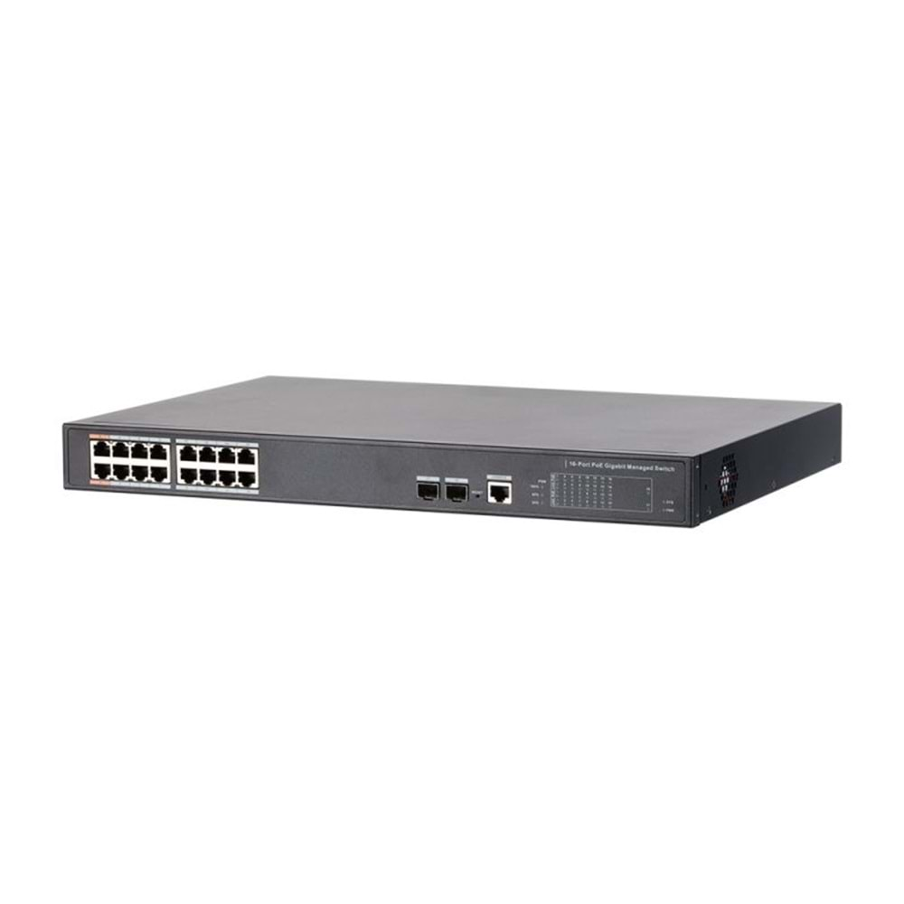 DAHUA PFS4218-16GT-240, 16 Port 250 m Mesafeli, 240W Gigabit PoE Switch