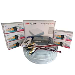 Hikvision 5’li Full HD Güvenlik Kamerası Seti Renkli Gece Görüşlü, Mikrofonlu, Olay Anında Bildirim