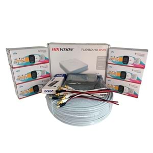 Hikvision 6’lı Full HD Güvenlik Kamerası Seti Renkli Gece Görüşlü, Mikrofonlu, Olay Anında Bildirim