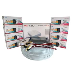 Hikvision 8’li Full HD Güvenlik Kamerası Seti Renkli Gece Görüşlü, Mikrofonlu, Olay Anında Bildirim