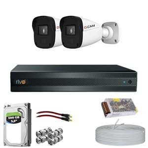 RİVO Dcam 2 Kameralı 40 Metre Gece Görüşlü Set 500GB Hdd