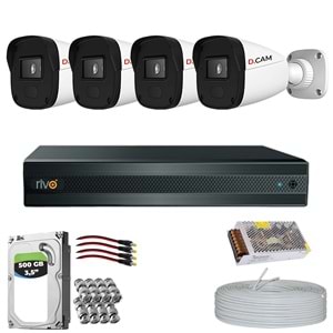 RİVO Dcam 4 Kameralı 40 Metre Gece Görüşlü Set 500GB Hdd