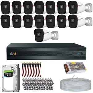RİVO Dcam 15 Kameralı 40 Metre Gece Görüşlü Set 1TB 7/24 Hdd