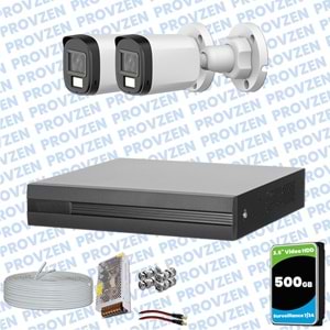 Provzen Dahua 2 Kameralı Full HD Fullcolor Mikrofonlu Güvenlik Kamerası