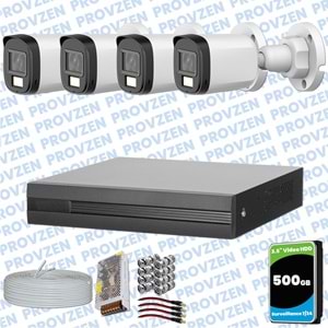 Provzen Dahua 4 Kameralı Full HD Fullcolor Mikrofonlu Güvenlik Kamerası
