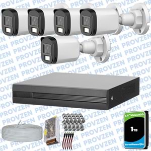 Provzen Dahua 5 Kameralı Full HD Fullcolor Mikrofonlu Güvenlik Kamerası