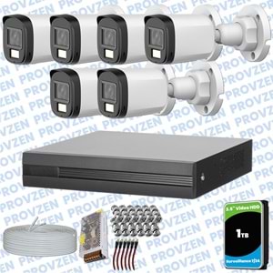 Provzen Dahua 6 Kameralı Full HD Fullcolor Mikrofonlu Güvenlik Kamerası