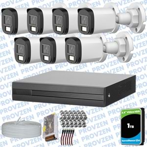 Provzen Dahua 7 Kameralı Full HD Fullcolor Mikrofonlu Güvenlik Kamerası