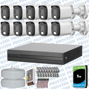 Provzen Dahua 10 Kameralı Full HD Fullcolor Mikrofonlu Güvenlik Kamerası